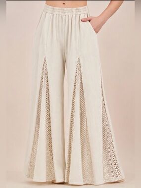 SM182 | J.Her Mineral Washed Natural Lace Flare Pants